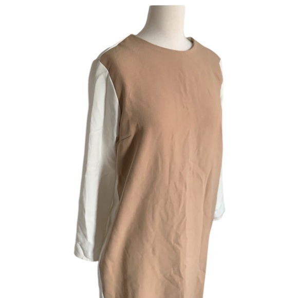 ASOS Womans Colorblock Tan White Long Sleeve Dress Size 10 - Picture 2 of 12